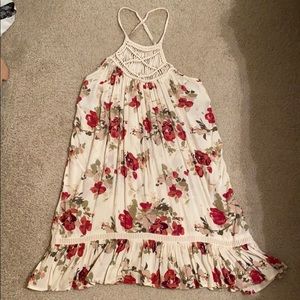 High neck floral dress
